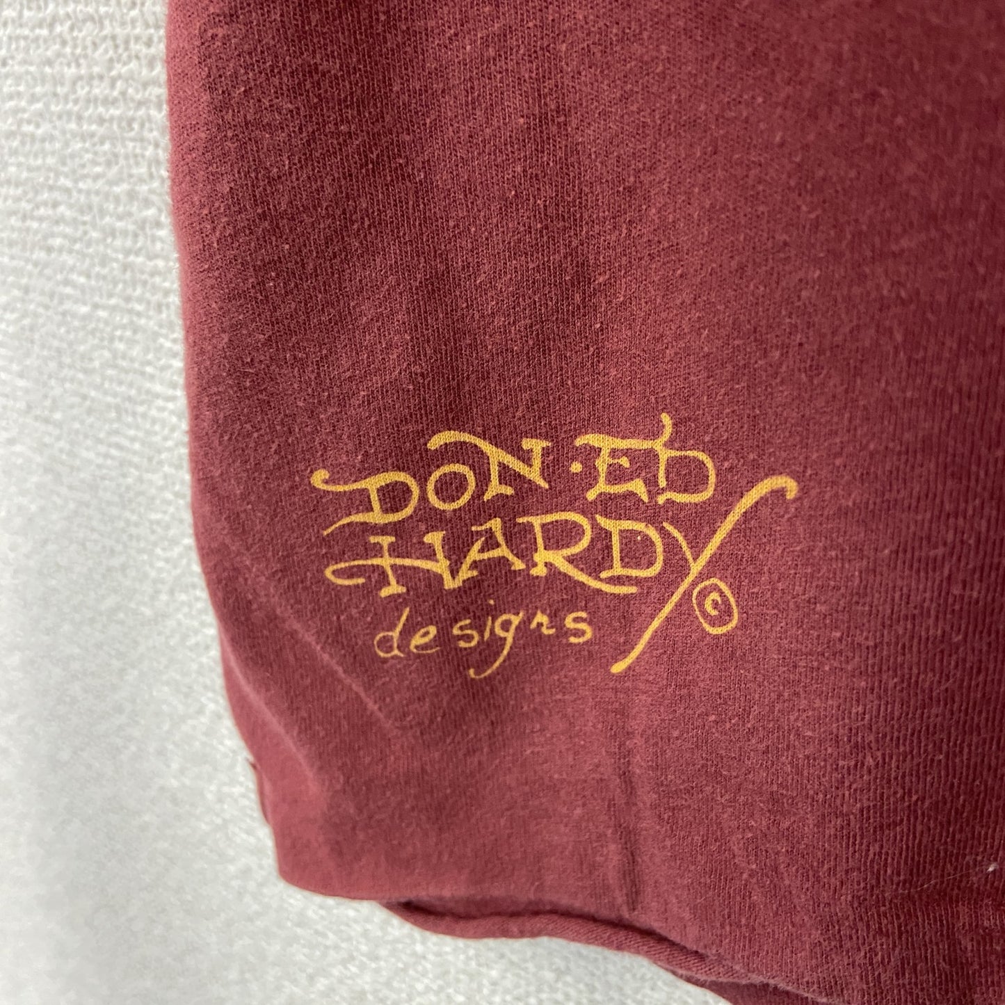 古着 used　Ed Hardy　エドハーディー　半袖プリントTシャツ　スカル　カジュアルデザイン　赤　クルーネック　XLサイズ