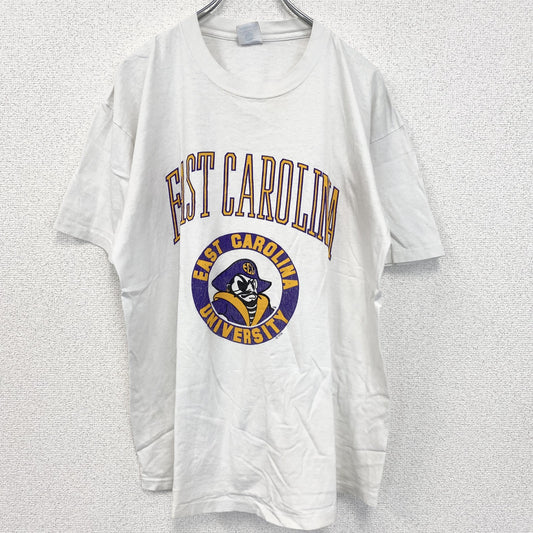 古着 used　半袖プリントTシャツ　クルーネック　カレッジ系　USA製　コットン100%　レトロデザイン　ホワイト　XLサイズ