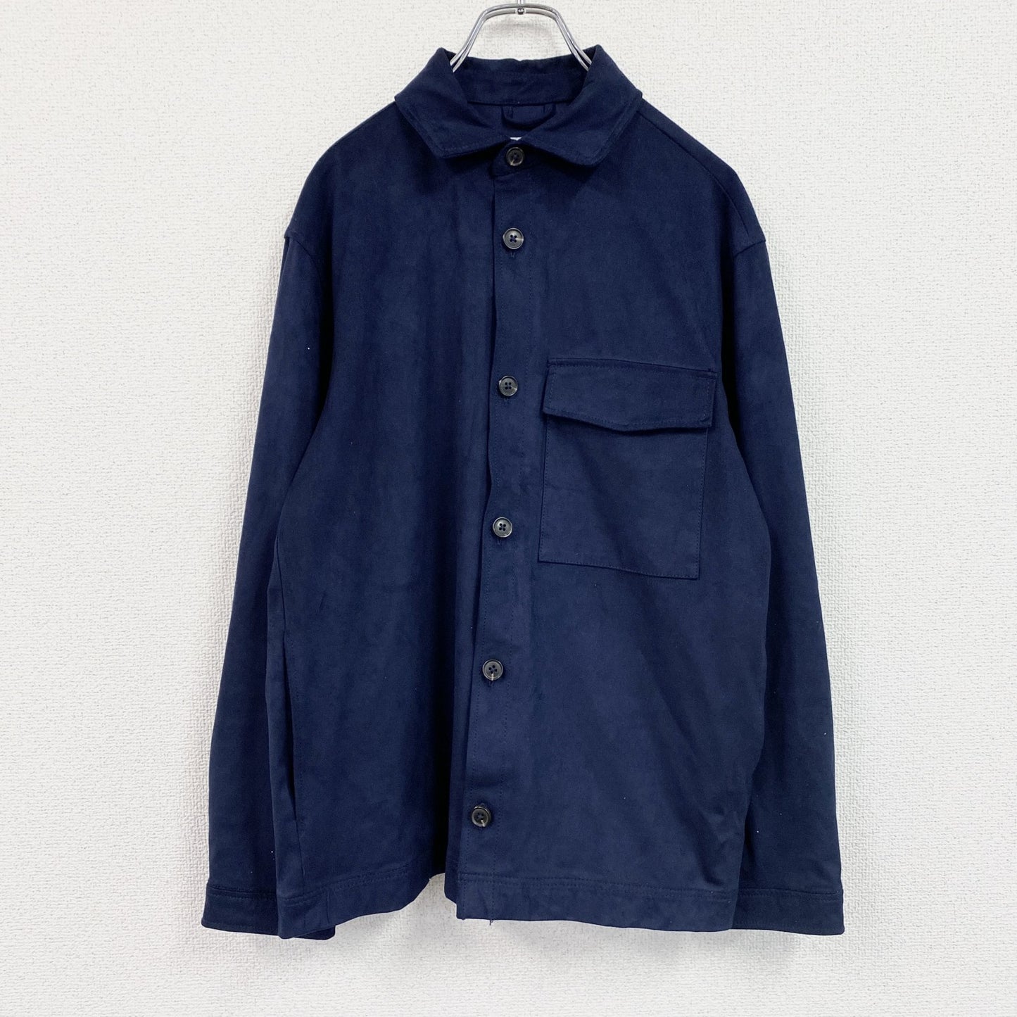 ZARA　ザラ　フェイクスウェードシャツジャケット　デカポケット　紺　ネイビー　Mサイズ