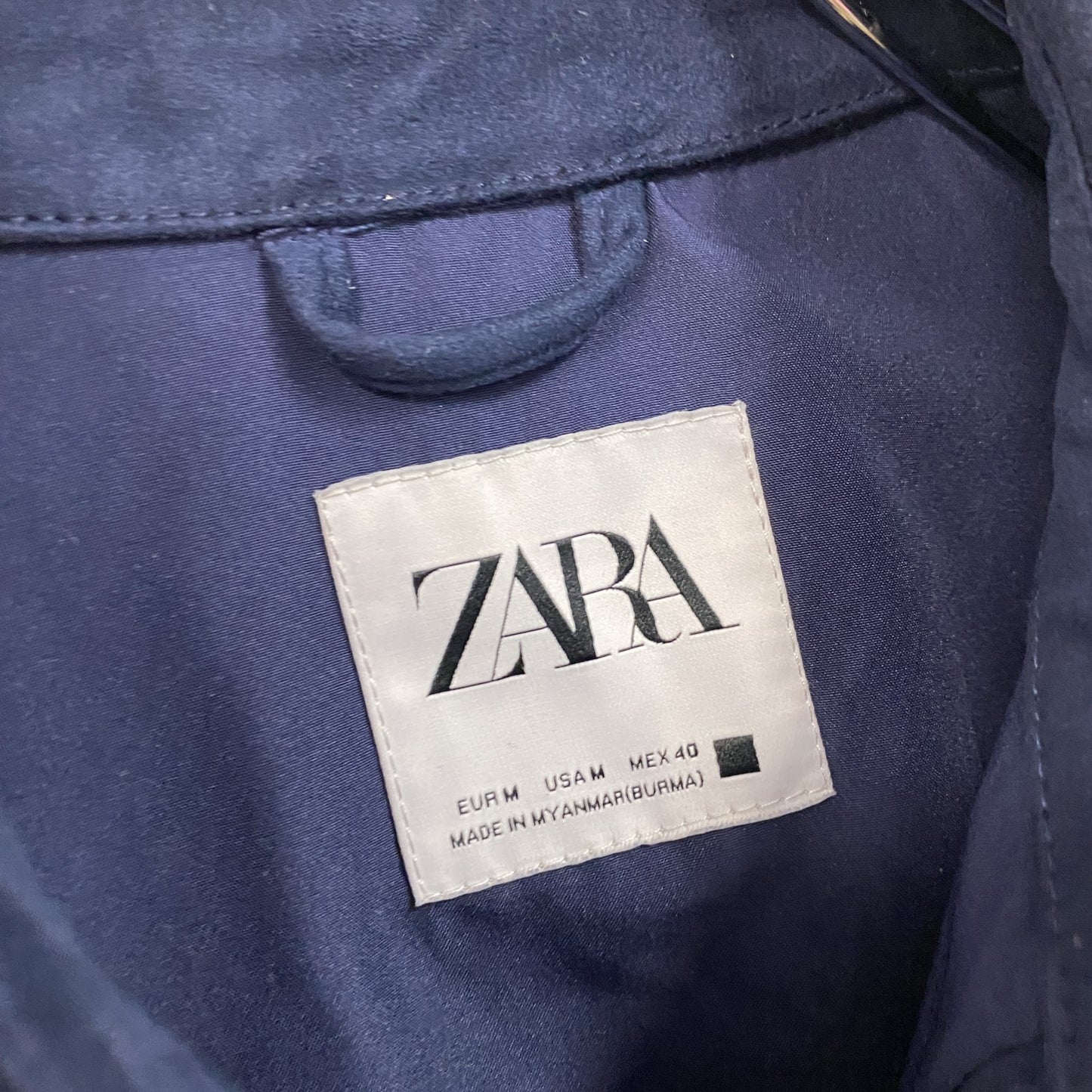 ZARA　ザラ　フェイクスウェードシャツジャケット　デカポケット　紺　ネイビー　Mサイズ