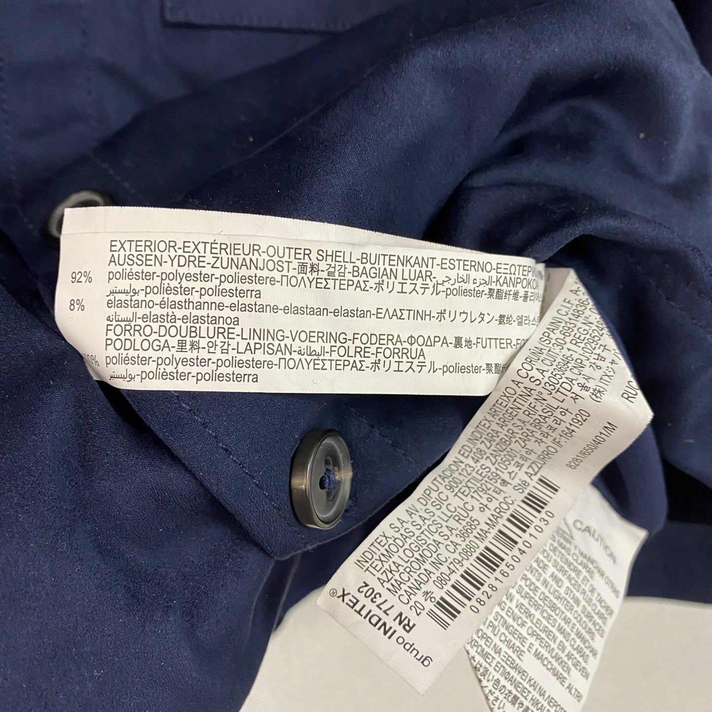 ZARA　ザラ　フェイクスウェードシャツジャケット　デカポケット　紺　ネイビー　Mサイズ
