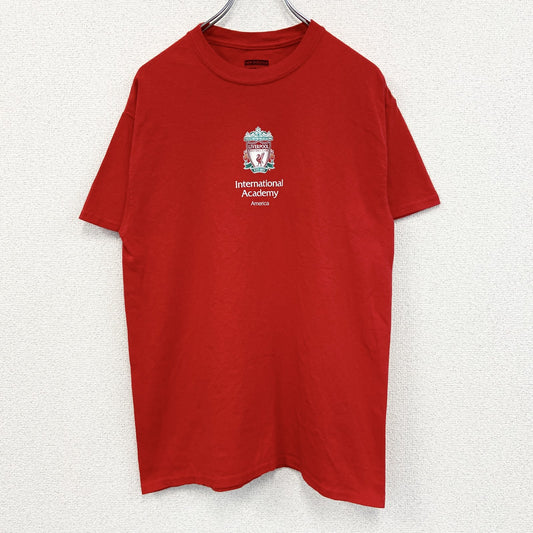 古着 used　new balance ニュー バランス　半袖刺繍デザインTシャツ　サッカー　レトロ　赤　クルーネック　Mサイズ