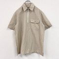 L.L.Bean　エルエルビーン　ハーフジップ半袖シャツ　チェック柄　ベージュ　Mサイズ