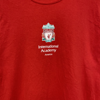 古着 used　new balance ニュー バランス　半袖刺繍デザインTシャツ　サッカー　レトロ　赤　クルーネック　Mサイズ