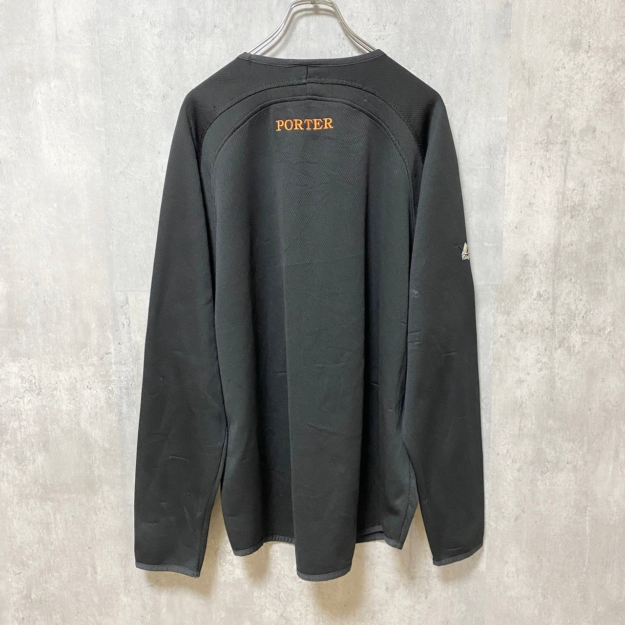 古着 used　Majestic　マジェスティック　長袖ロゴ刺繍スウェット　トレーナー　PORTER　黒　ブラック　XLサイズ