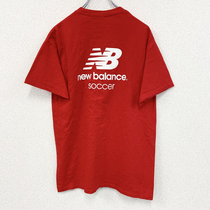 古着 used　new balance ニュー バランス　半袖刺繍デザインTシャツ　サッカー　レトロ　赤　クルーネック　Mサイズ