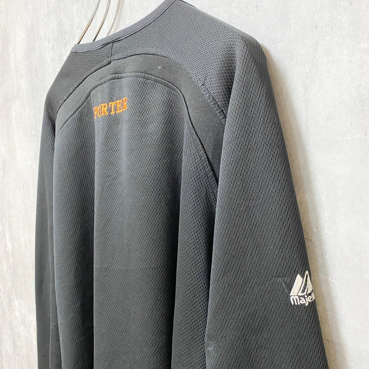 古着 used　Majestic　マジェスティック　長袖ロゴ刺繍スウェット　トレーナー　PORTER　黒　ブラック　XLサイズ