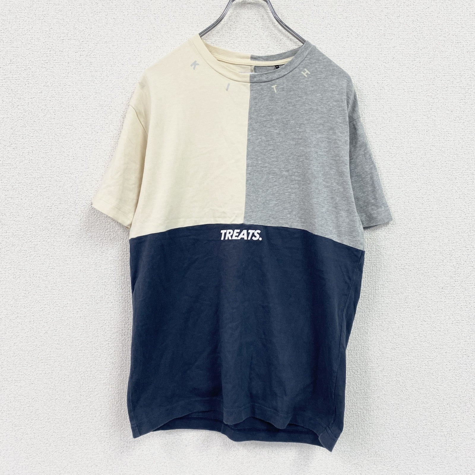 KITH TREATS　キストリ―ツ　半袖Tシャツ　ベージュ　灰色　グレー　紺　ネイビー　XSサイズ