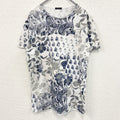 古着 used　RickyRitch リッキーリッチ　半袖総柄プリントTシャツ　花柄　エスニック　白　クルーネック　XXLサイズ