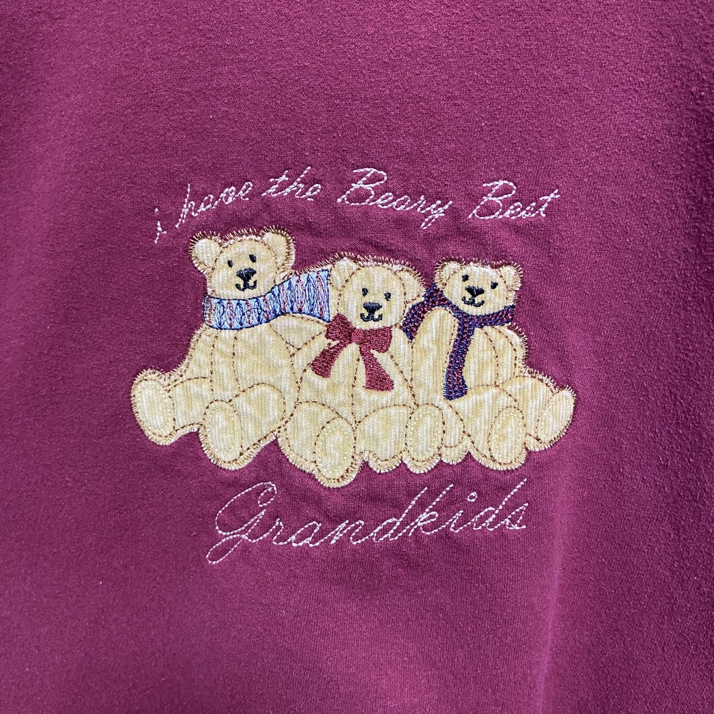 ～90s　Hanes ヘインズ　長袖刺繍スウェット/トレーナー　熊　アニマル　ヴィンテージ　Mサイズ