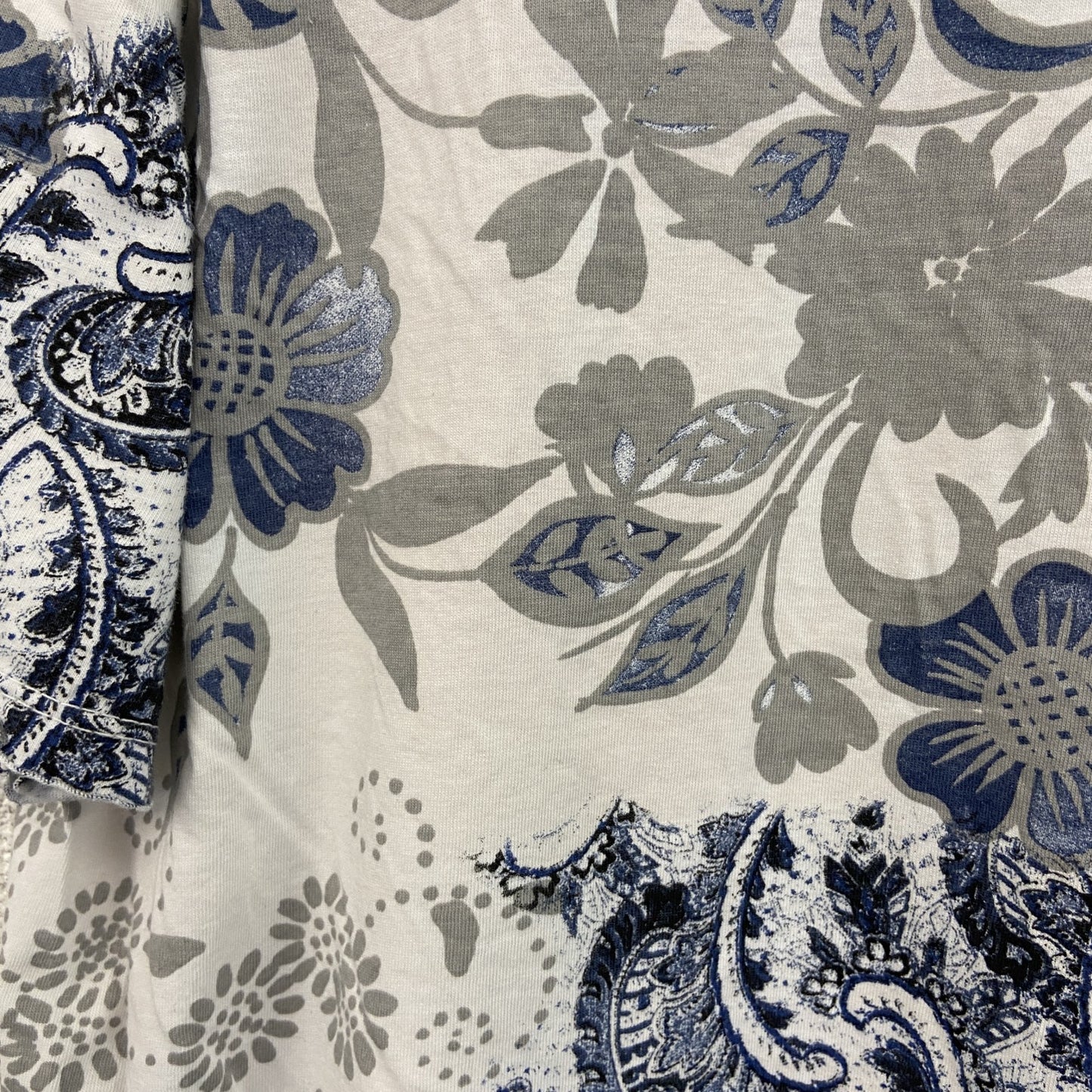 古着 used　RickyRitch リッキーリッチ　半袖総柄プリントTシャツ　花柄　エスニック　白　クルーネック　XXLサイズ