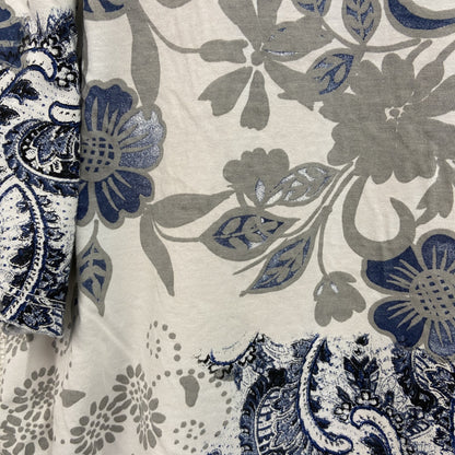 古着 used　RickyRitch リッキーリッチ　半袖総柄プリントTシャツ　花柄　エスニック　白　クルーネック　XXLサイズ