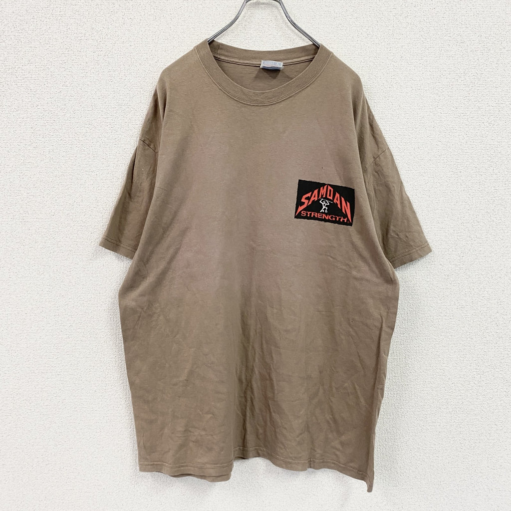 Hanes　ヘインズ　半袖プリントTシャツ　Samoan Strength　サモア国旗　茶色　ブラウン　XLサイズ
