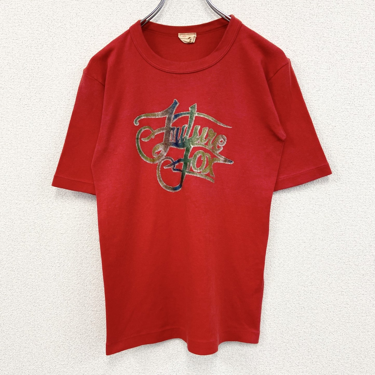 古着 used　LORD Gran　半袖プリントTシャツ　ラメ入り　Y2K　赤　クルーネック　レトロデザイン　Sサイズ