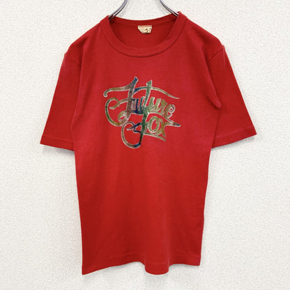 古着 used　LORD Gran　半袖プリントTシャツ　ラメ入り　Y2K　赤　クルーネック　レトロデザイン　Sサイズ