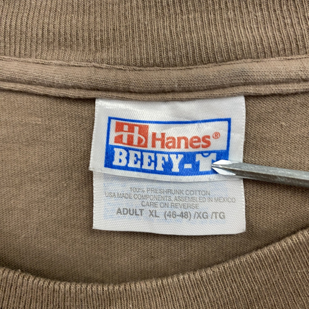Hanes　ヘインズ　半袖プリントTシャツ　Samoan Strength　サモア国旗　茶色　ブラウン　XLサイズ