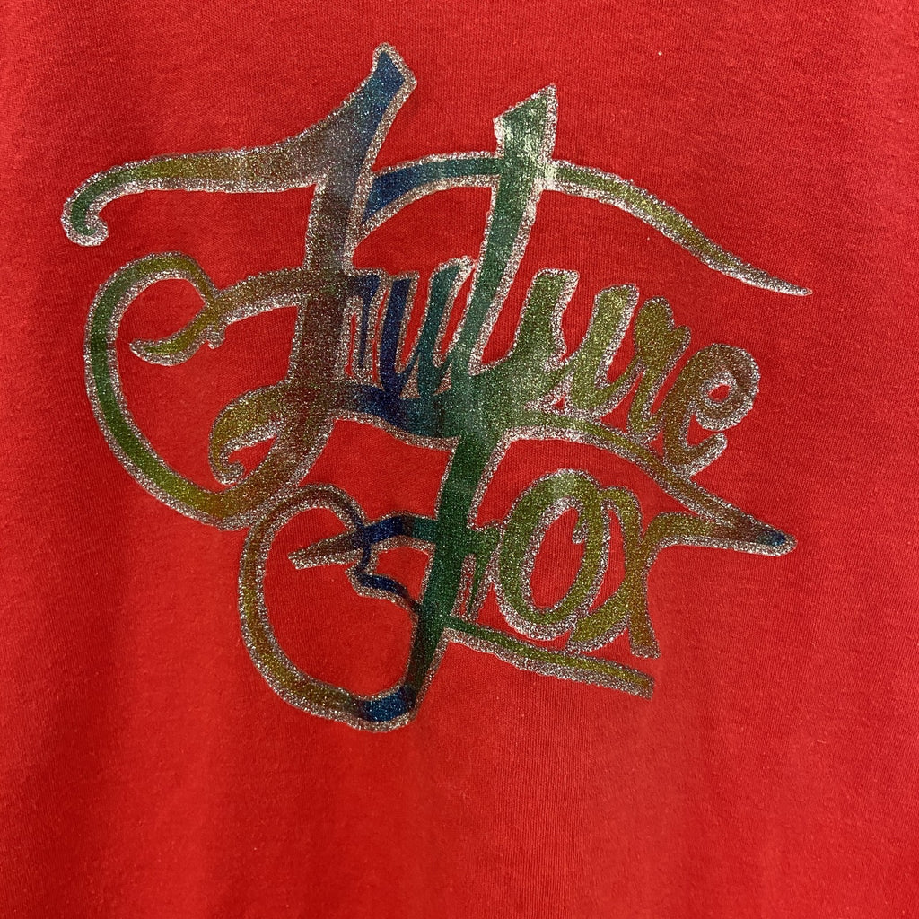 古着 used　LORD Gran　半袖プリントTシャツ　ラメ入り　Y2K　赤　クルーネック　レトロデザイン　Sサイズ