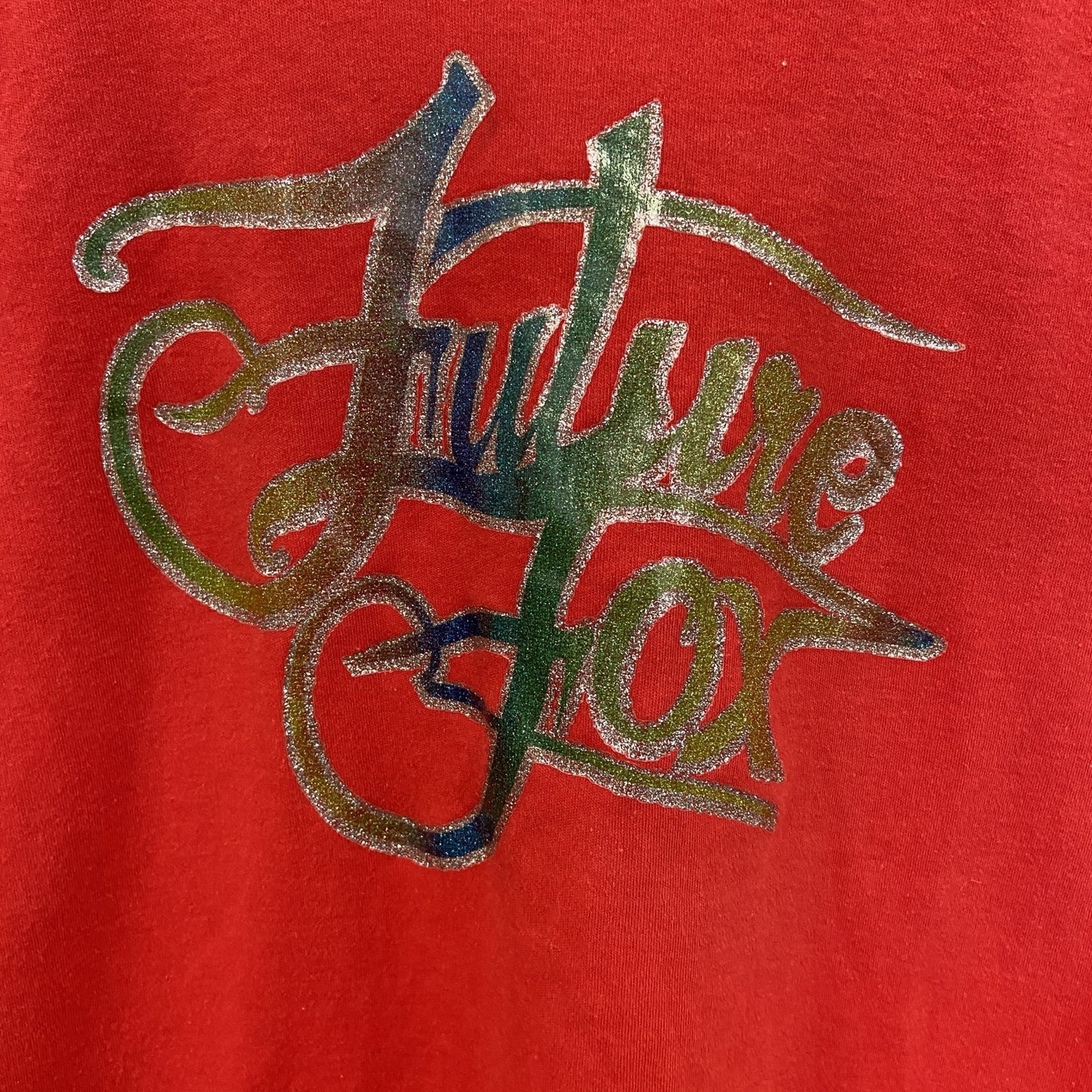 古着 used　LORD Gran　半袖プリントTシャツ　ラメ入り　Y2K　赤　クルーネック　レトロデザイン　Sサイズ