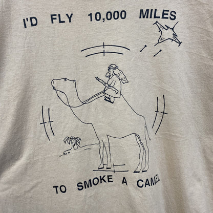 古着 used　半袖アニマルプリントTシャツ　ラクダ　キャメル　USA製　シングルステッチ　オレンジ　クルーネック　XLサイズ