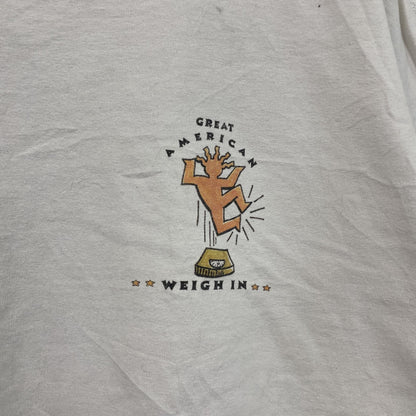 00s　GILDAN　ギルダン　半袖両面プリントTシャツ　Weight Watchers　企業ロゴ　白　ホワイト　XLサイズ