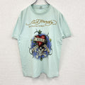 Ed Hardy　エドハーディー　半袖プリントTシャツ　ギャルT　スカル　ブルー　XLサイズ