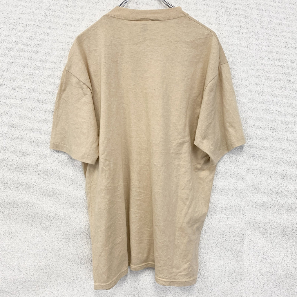 古着 used　半袖アニマルプリントTシャツ　ラクダ　キャメル　USA製　シングルステッチ　オレンジ　クルーネック　XLサイズ