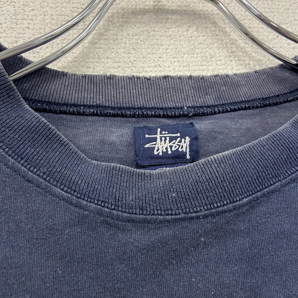 STUSSY　ステューシー　長袖Tシャツ/ロンT　フェード　紺　ネイビー　Lサイズ