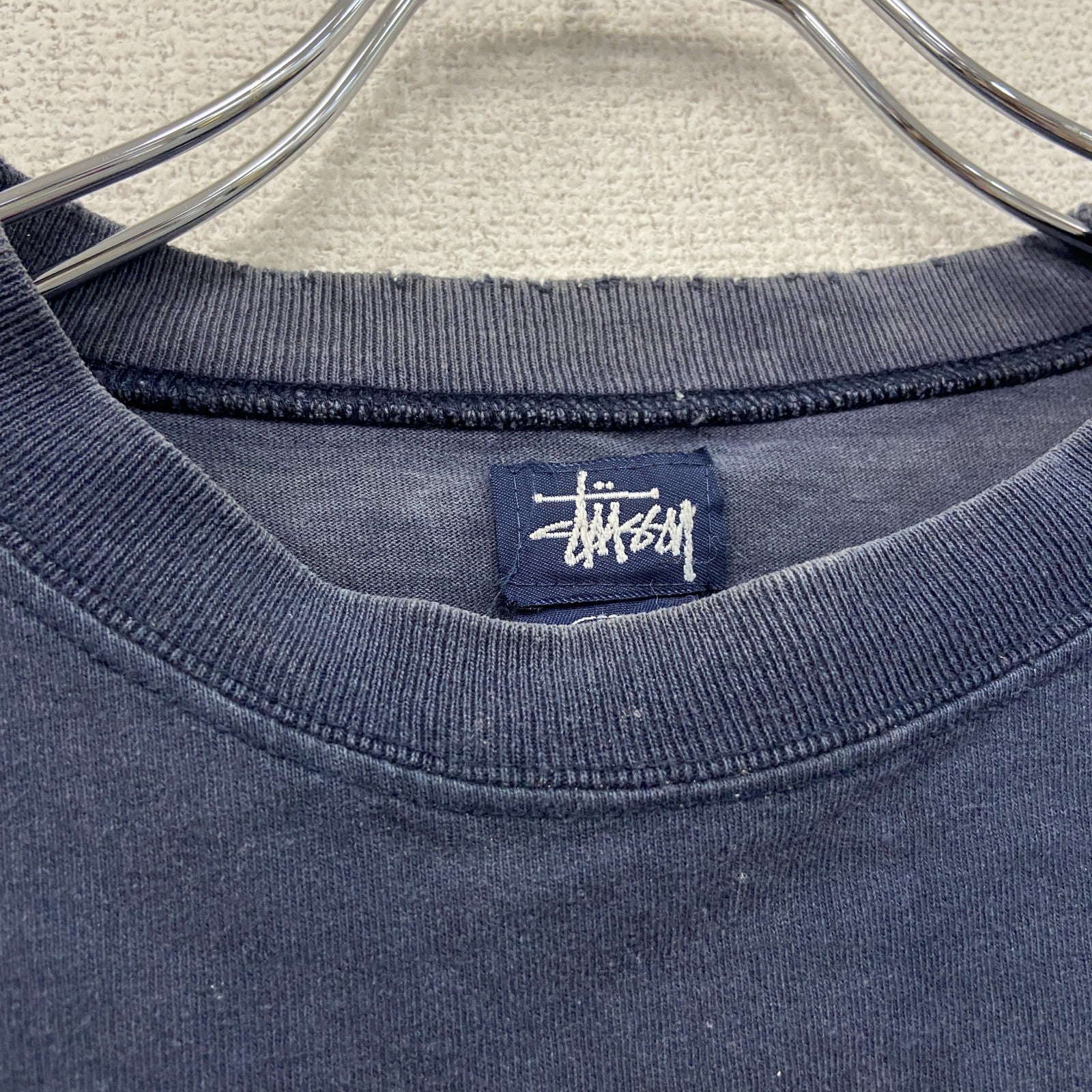 STUSSY　ステューシー　長袖Tシャツ/ロンT　フェード　紺　ネイビー　Lサイズ