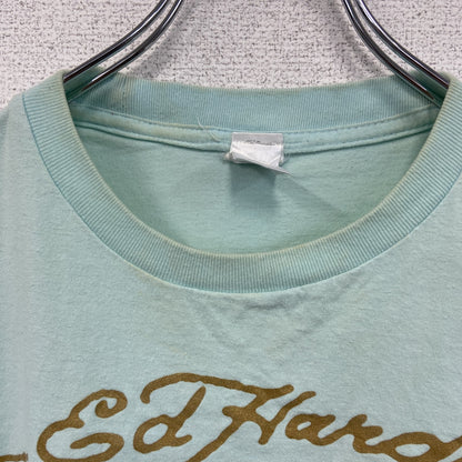 Ed Hardy　エドハーディー　半袖プリントTシャツ　ギャルT　スカル　ブルー　XLサイズ