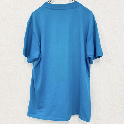 古着 used　半袖プリントTシャツ　アニマル　鳥　バード　港　シングルステッチ　水色　ブルー　クルーネック