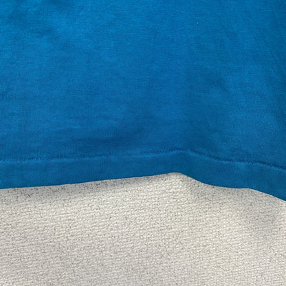 古着 used　半袖プリントTシャツ　アニマル　鳥　バード　港　シングルステッチ　水色　ブルー　クルーネック