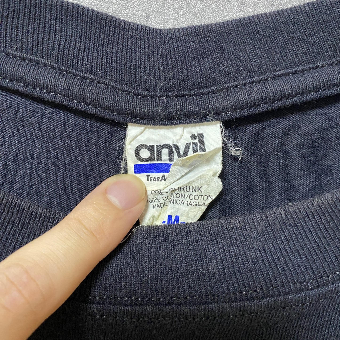 古着 used　anvil　アンビル　半袖プリントTシャツ　クルーネック　ギター　レトロデザイン　ブラック　黒　Mサイズ