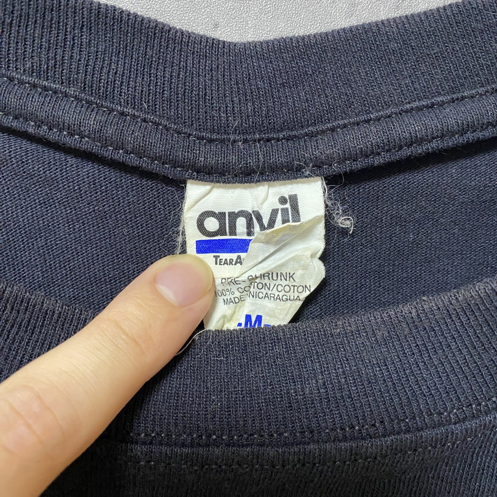 古着 used　anvil　アンビル　半袖プリントTシャツ　クルーネック　ギター　レトロデザイン　ブラック　黒　Mサイズ