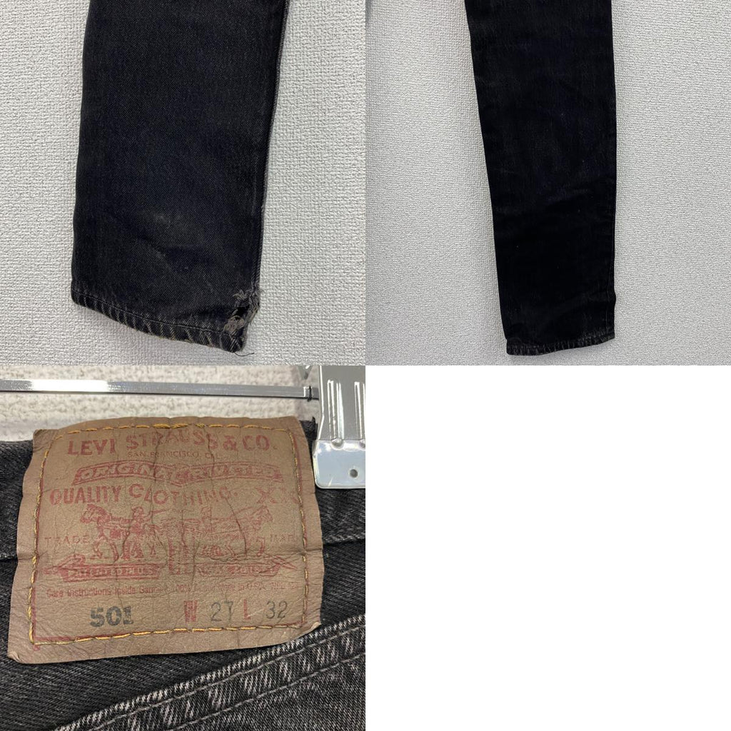 Levi's　リーバイス　501　スキニーブラックデニムパンツ/ジーンズ　ジップフライ　フェード　インディゴ　W27サイズ