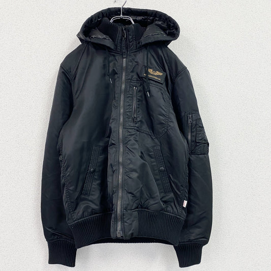 ALPHA NINDUSTRIES　アルファインダストリーズ　フーデッドリブジャケット　中綿入り　黒　ブラック　Lサイズ