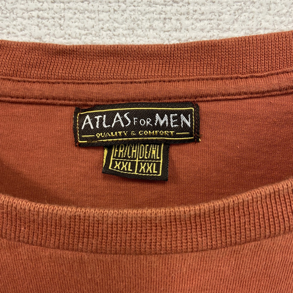 古着 used　ATLAS FOR MEN　半袖プリントTシャツ　鷹　カジュアルデザイン　オレンジ　クルーネック　XXLサイズ