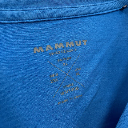 MAMMUT　マムート　半袖プリントTシャツ　デカロゴ　青　ブルー　XLサイズ