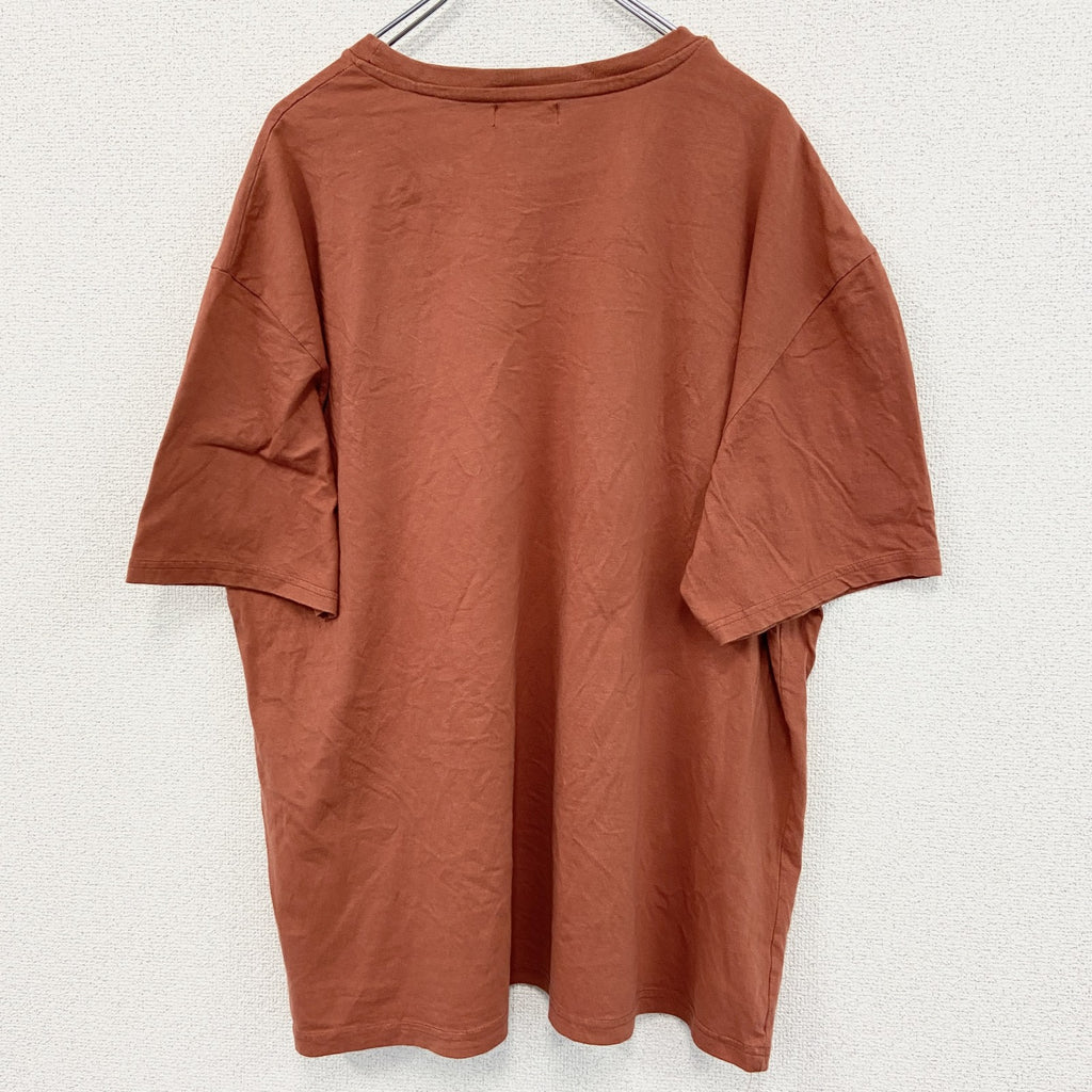 古着 used　ATLAS FOR MEN　半袖プリントTシャツ　鷹　カジュアルデザイン　オレンジ　クルーネック　XXLサイズ