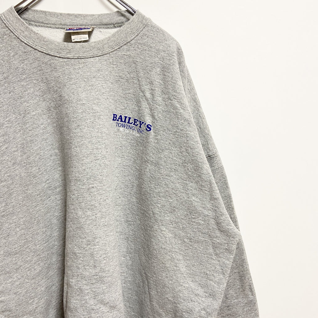 古着 used　Hanes ヘインズ　90s　長袖プリントスウェット　トレーナー　グレー　灰色　ビックシルエット　XLサイズ