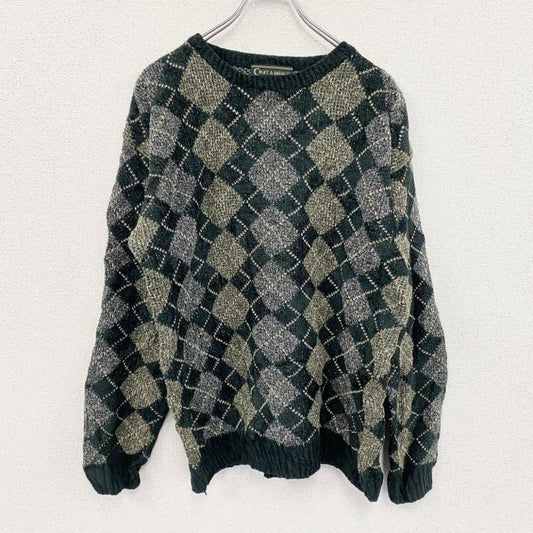 90s　CROFT&BARROW　アクリルニットセーター　ヴィンテージ　総柄　マルチカラー　Mサイズ