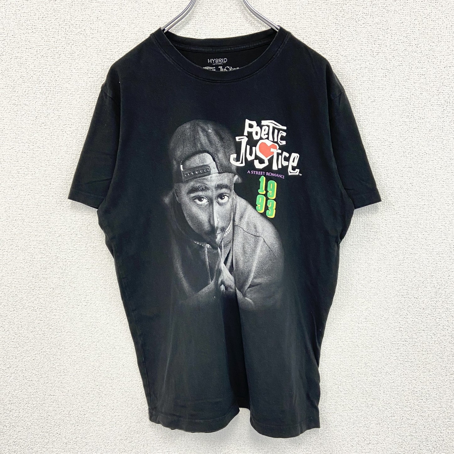 古着 used　Poetic Justice Shirt　半袖プリントTシャツ　2PAC　黒　クルーネック　レトロ　Lサイズ