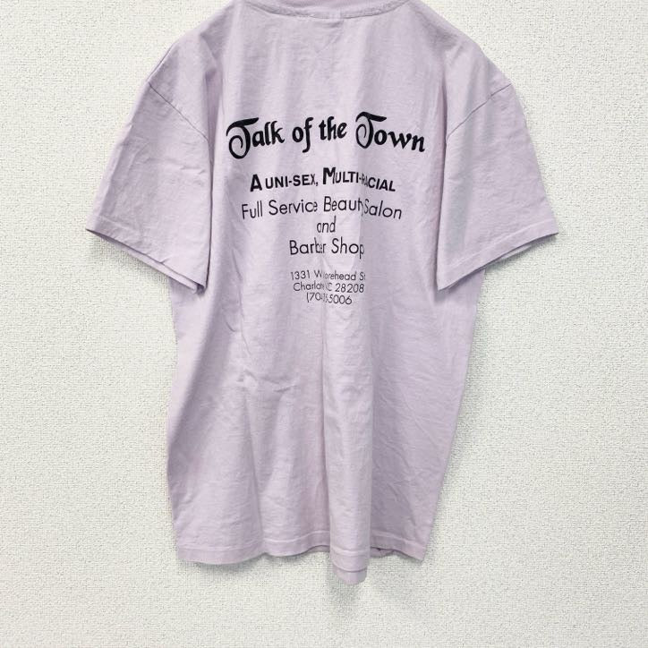 古着 used　90s　半袖プリントTシャツ　シングルステッチ　ヴィンテージ　バックプリント　クルーネック　ピンク　Lサイズ
