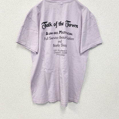 古着 used　90s　半袖プリントTシャツ　シングルステッチ　ヴィンテージ　バックプリント　クルーネック　ピンク　Lサイズ