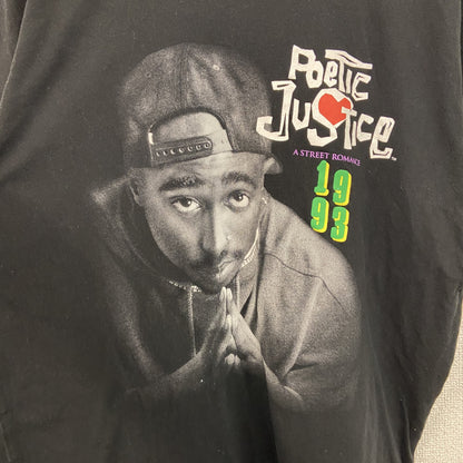 古着 used　Poetic Justice Shirt　半袖プリントTシャツ　2PAC　黒　クルーネック　レトロ　Lサイズ