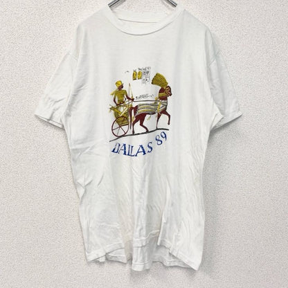 古着 used　90s　半袖プリントTシャツ　シングルステッチ　ヴィンテージ　エジプト　クルーネック　レトロ　白　ホワイト　