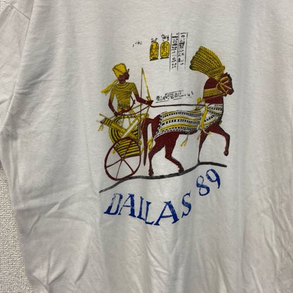 古着 used　90s　半袖プリントTシャツ　シングルステッチ　ヴィンテージ　エジプト　クルーネック　レトロ　白　ホワイト　