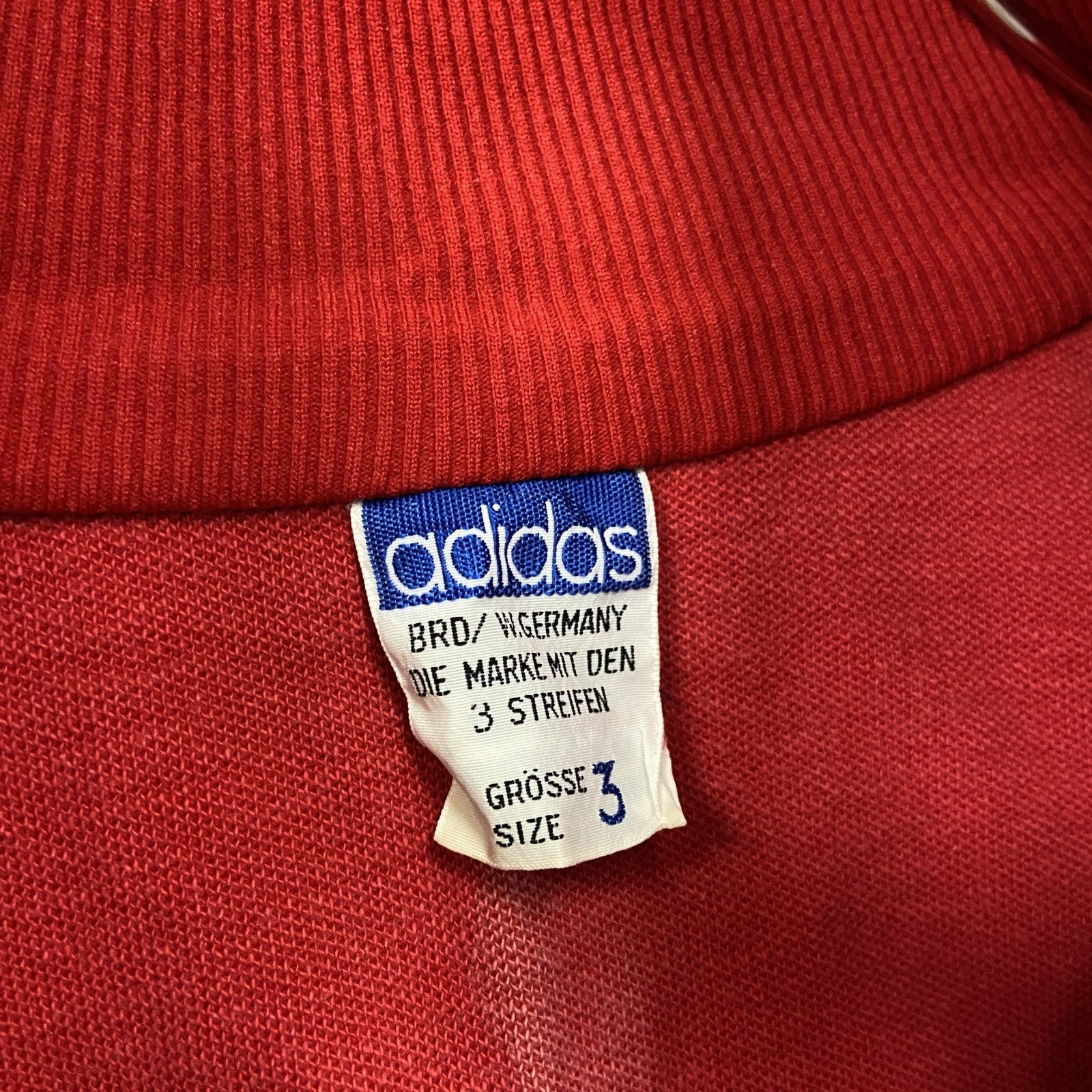 adidas　アディダス　西ドイツ製　トラックジャケット/ジャージ　赤　レッド　3サイズ