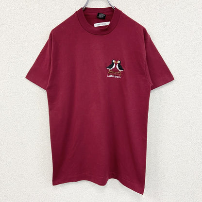 古着 used　FURUIT OF LOOM　半袖ワンポイント刺Tシャツ　シングルステッチ　90s　赤　クルーネック　Mサイズ