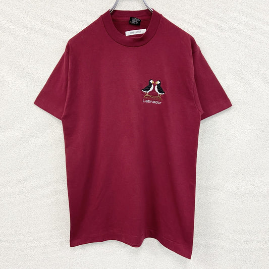 古着 used　FURUIT OF LOOM　半袖ワンポイント刺Tシャツ　シングルステッチ　90s　赤　クルーネック　Mサイズ