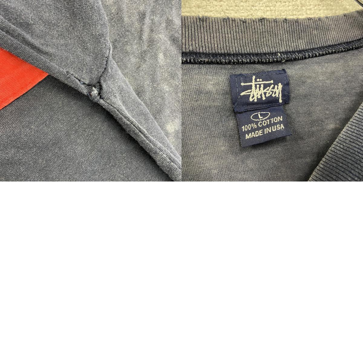 STUSSY　ステューシー　長袖Tシャツ/ロンT　フェード　紺　ネイビー　Lサイズ